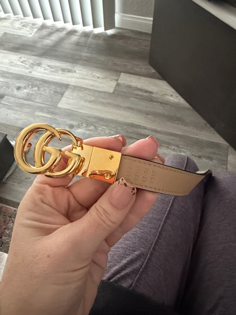 Gucci Beige Brown GG Canvas Belt with Gold Double G Buckle Reversible! - Picture 6 of 7
